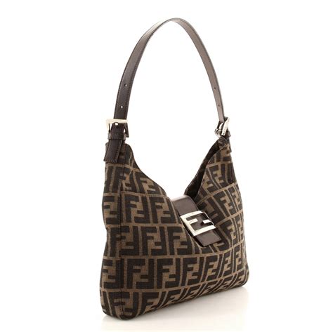 fendi zucca canvas shoulder bag